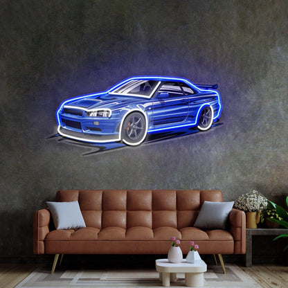 Blue Sport Car Uv Printed Led Neon Sign Light Pop Art | Shineneon