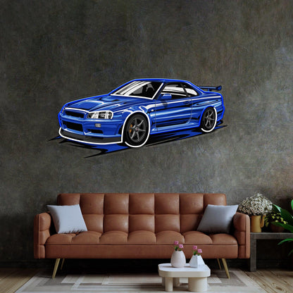 Blue Sport Car Uv Printed Led Neon Sign Light Pop Art | Shineneon