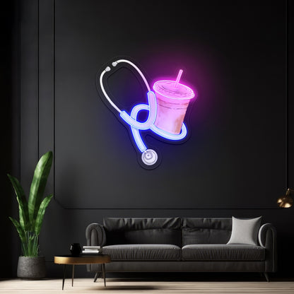 Blue Stethoscope And Iced Coffee Neon Signs For Neon Signs For Sale