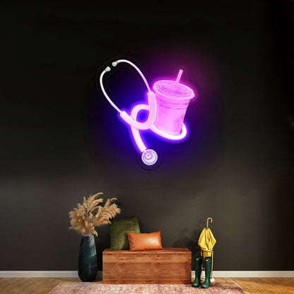 Blue Stethoscope And Iced Coffee Neon Signs For Neon Signs For Sale
