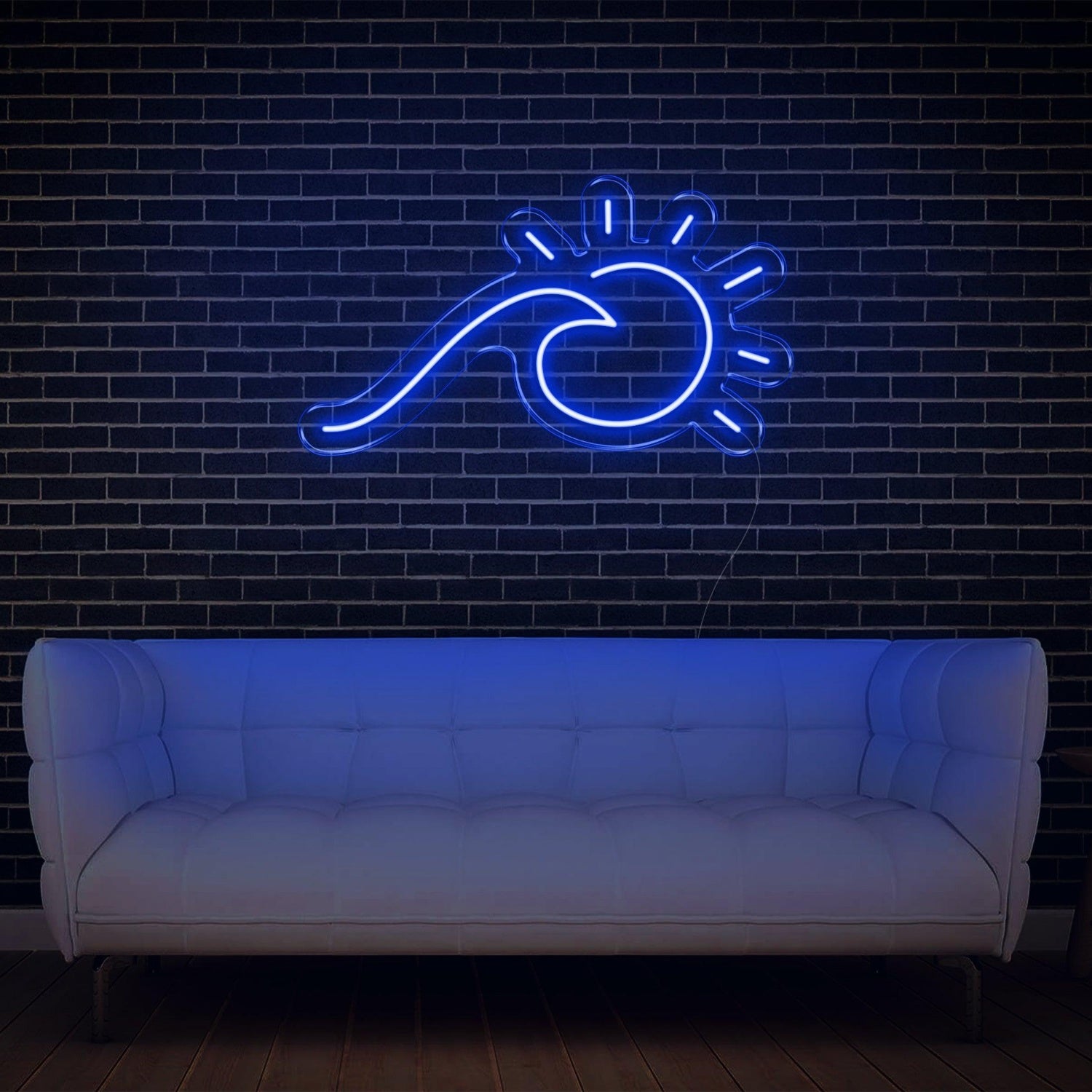 Blue Sun-Wave Art Led Neon Sign For Modern Indoor Decor | Shineneon