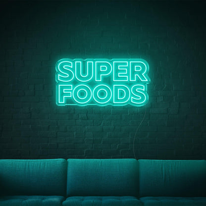Blue Super Foods Led Neon Sign For Home Cafe Decor | Shineneon