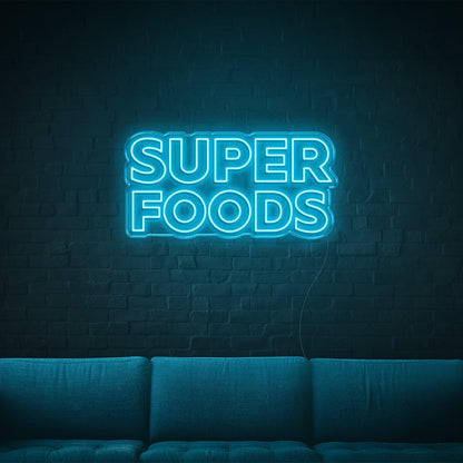 Blue Super Foods Led Neon Sign For Home Cafe Decor | Shineneon