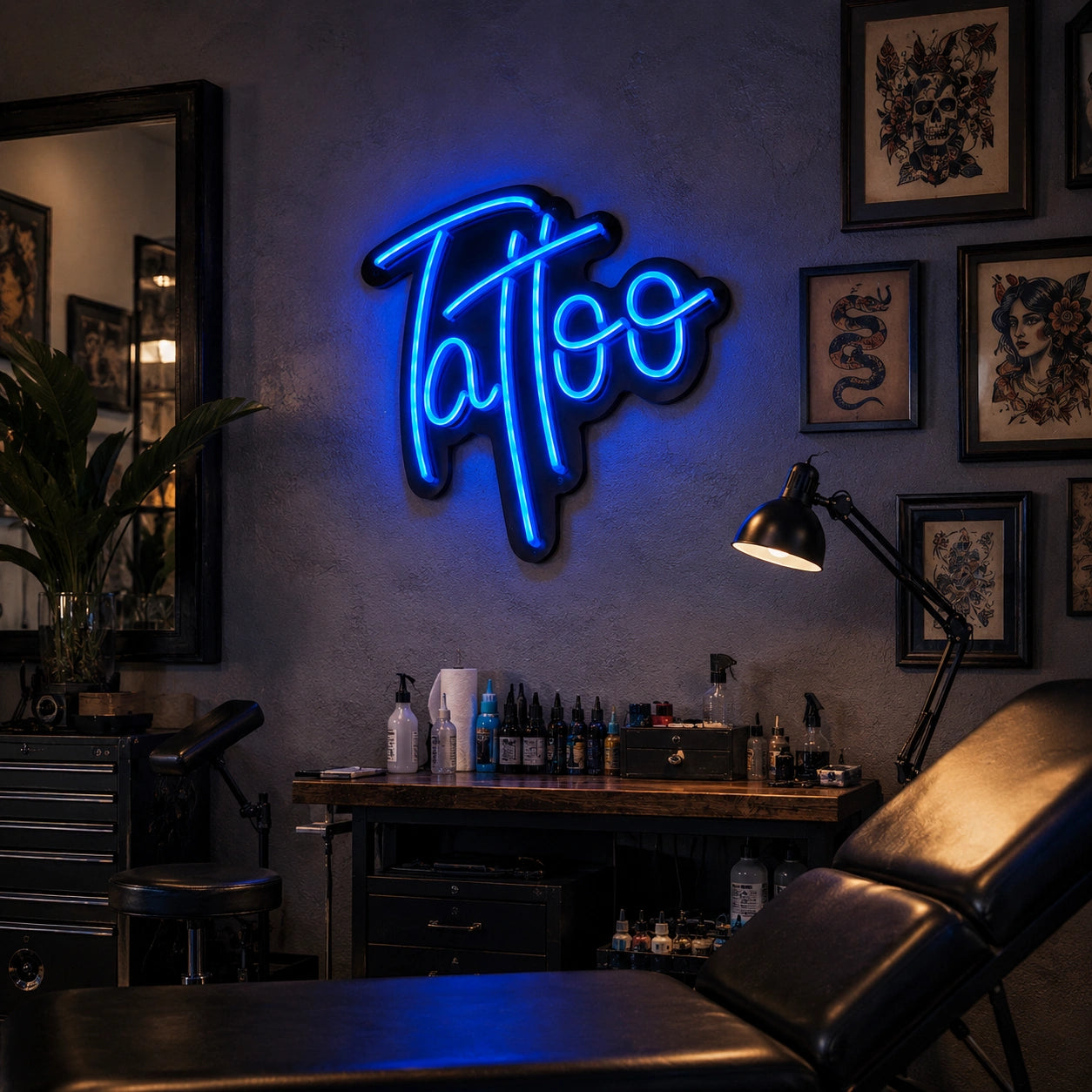 Blue Tattoo LED Neon Sign - 03 Real Lifestyle Scene