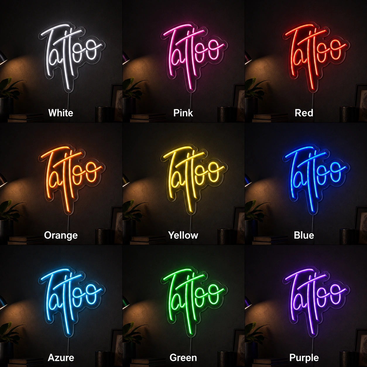 Blue Tattoo LED Neon Sign - 05 Color Grid