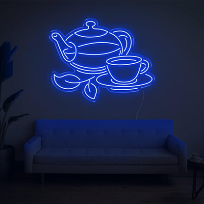 Blue Tea Time Led Neon Sign For Cozy Home Decor | Shineneon