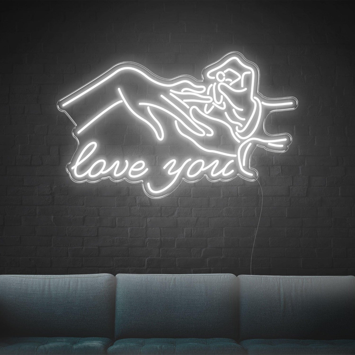 Blue Touching Hands Love You Led Neon Sign For Romantic Decor | Shineneon