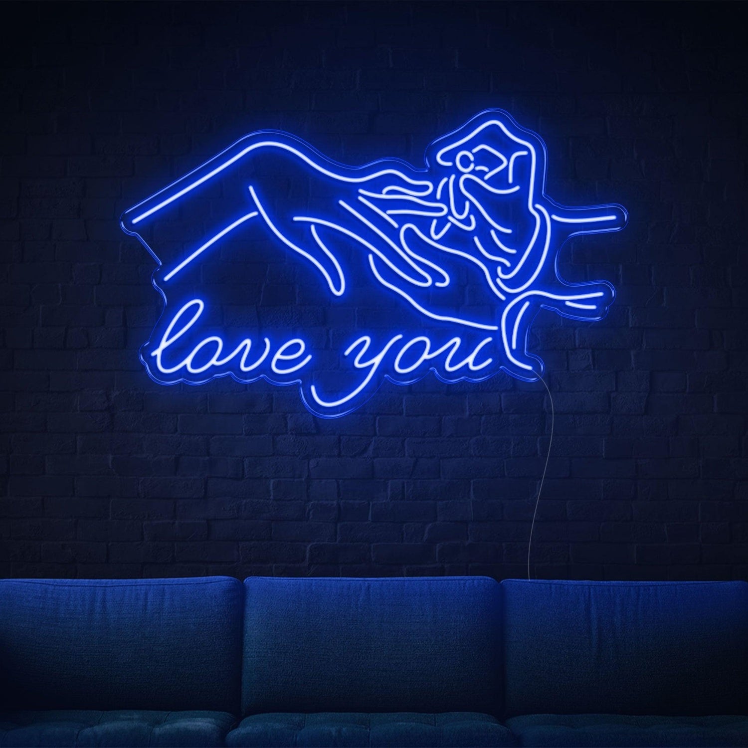 Blue Touching Hands Love You Led Neon Sign For Romantic Decor | Shineneon