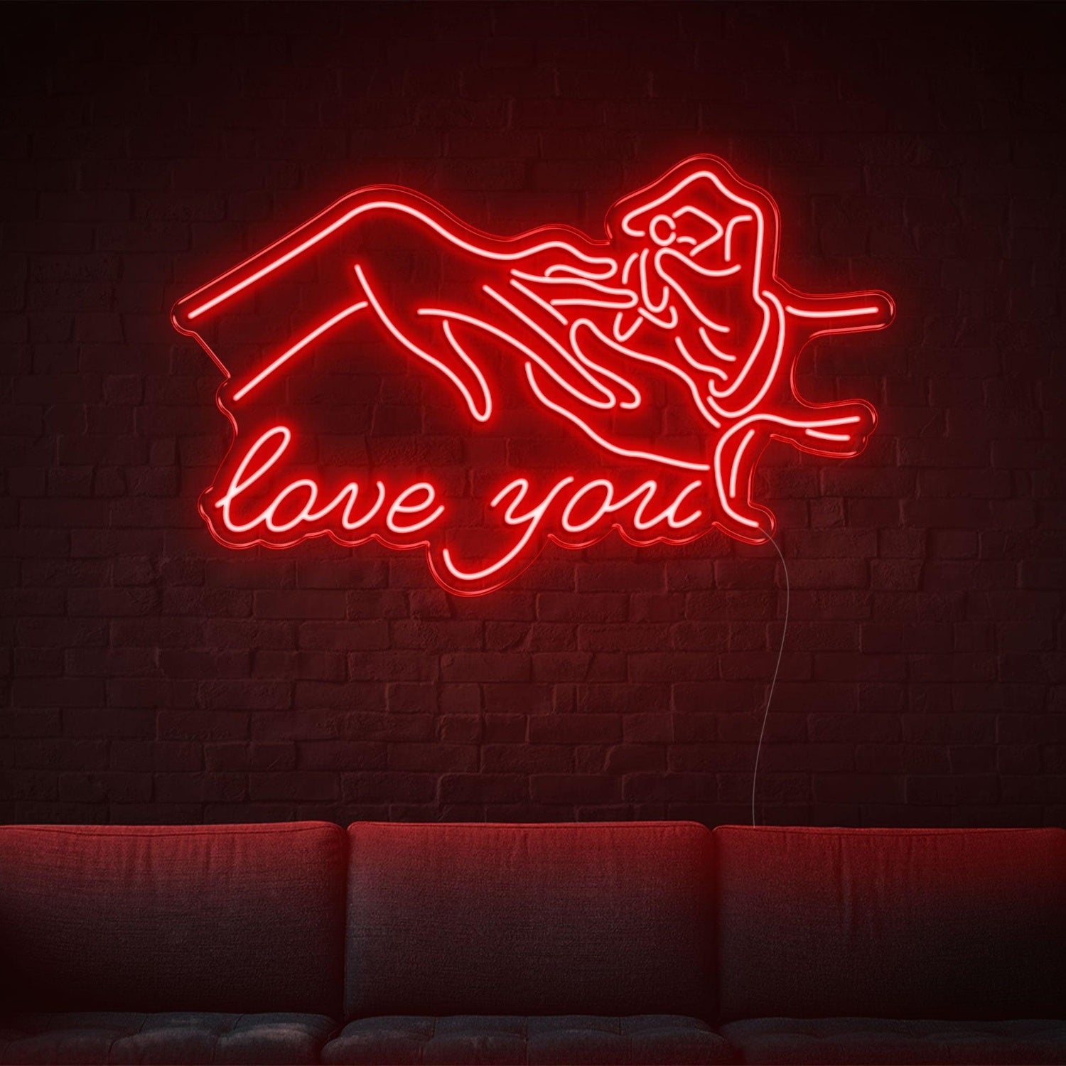 Blue Touching Hands Love You Led Neon Sign For Romantic Decor | Shineneon