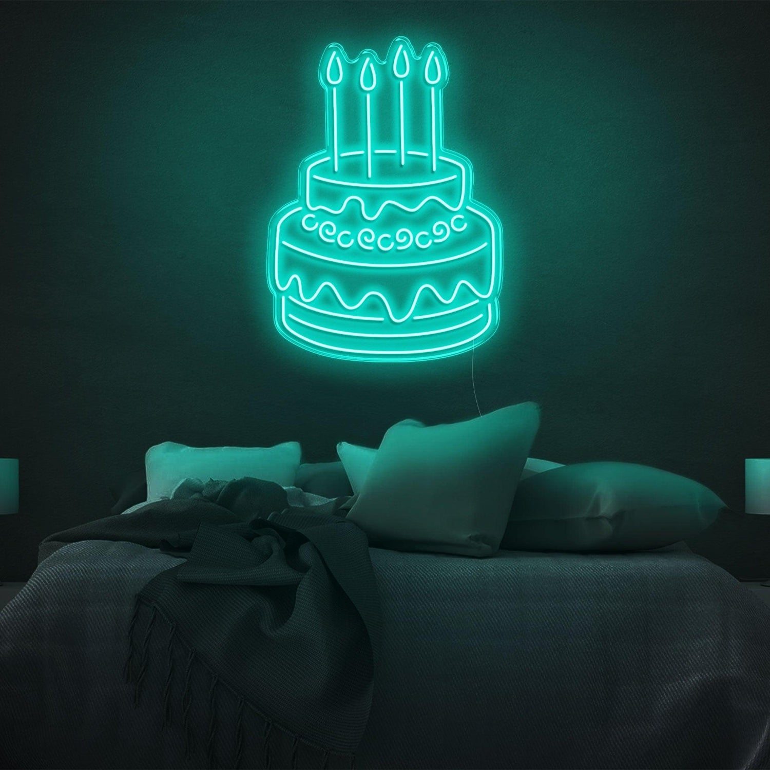 Blue Two-Tier Cake Led Neon Sign For Birthday Party Bedroom Wall Decor | Shineneon