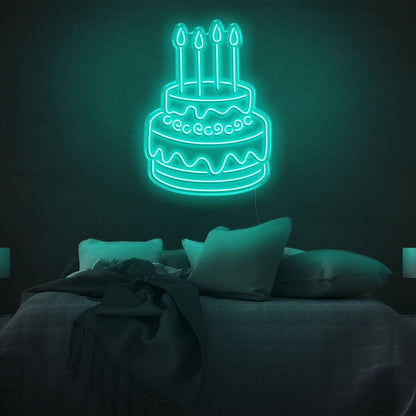 Blue Two-Tier Cake Led Neon Sign For Birthday Party Bedroom Wall Decor | Shineneon