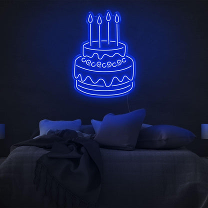 Blue Two-Tier Cake Led Neon Sign For Birthday Party Bedroom Wall Decor | Shineneon