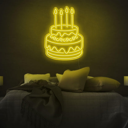 Blue Two-Tier Cake Led Neon Sign For Birthday Party Bedroom Wall Decor | Shineneon
