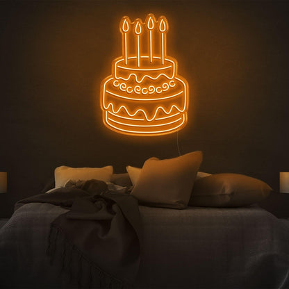 Blue Two-Tier Cake Led Neon Sign For Birthday Party Bedroom Wall Decor | Shineneon