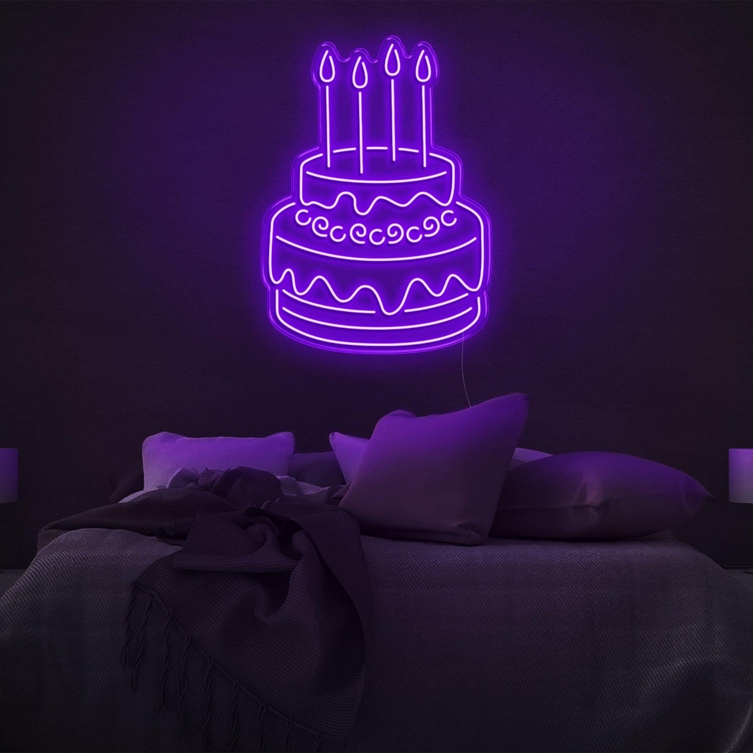 Blue Two-Tier Cake Led Neon Sign For Birthday Party Bedroom Wall Decor | Shineneon