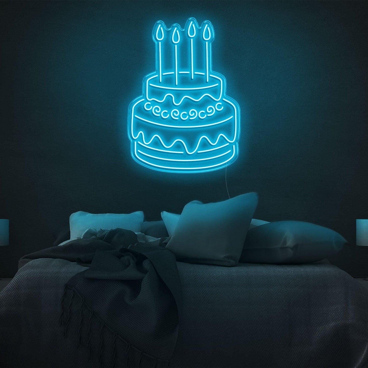Blue Two-Tier Cake Led Neon Sign For Birthday Party Bedroom Wall Decor | Shineneon