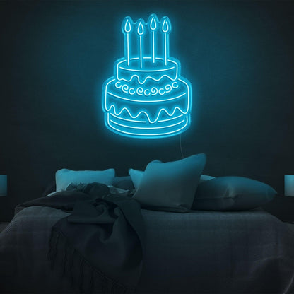 Blue Two-Tier Cake Led Neon Sign For Birthday Party Bedroom Wall Decor | Shineneon