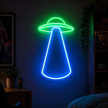 Blue UFO Beam Neon Sign LED Neon Sign real lifestyle scene