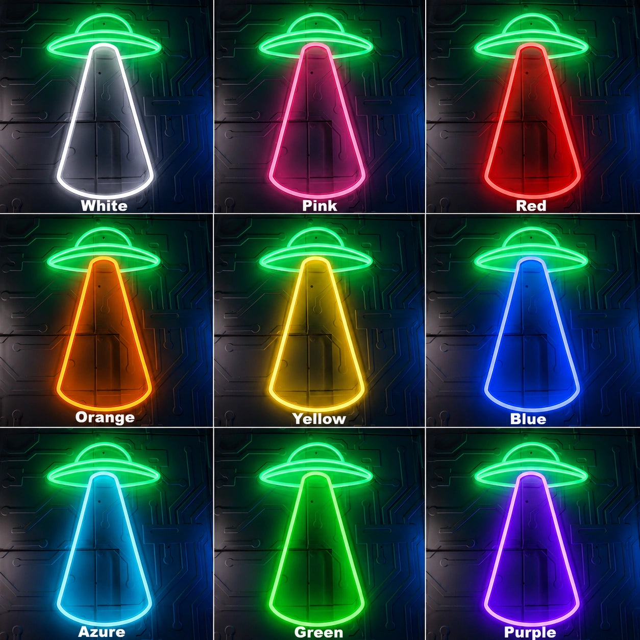 Blue UFO Beam Neon Sign LED Neon Sign color grid
