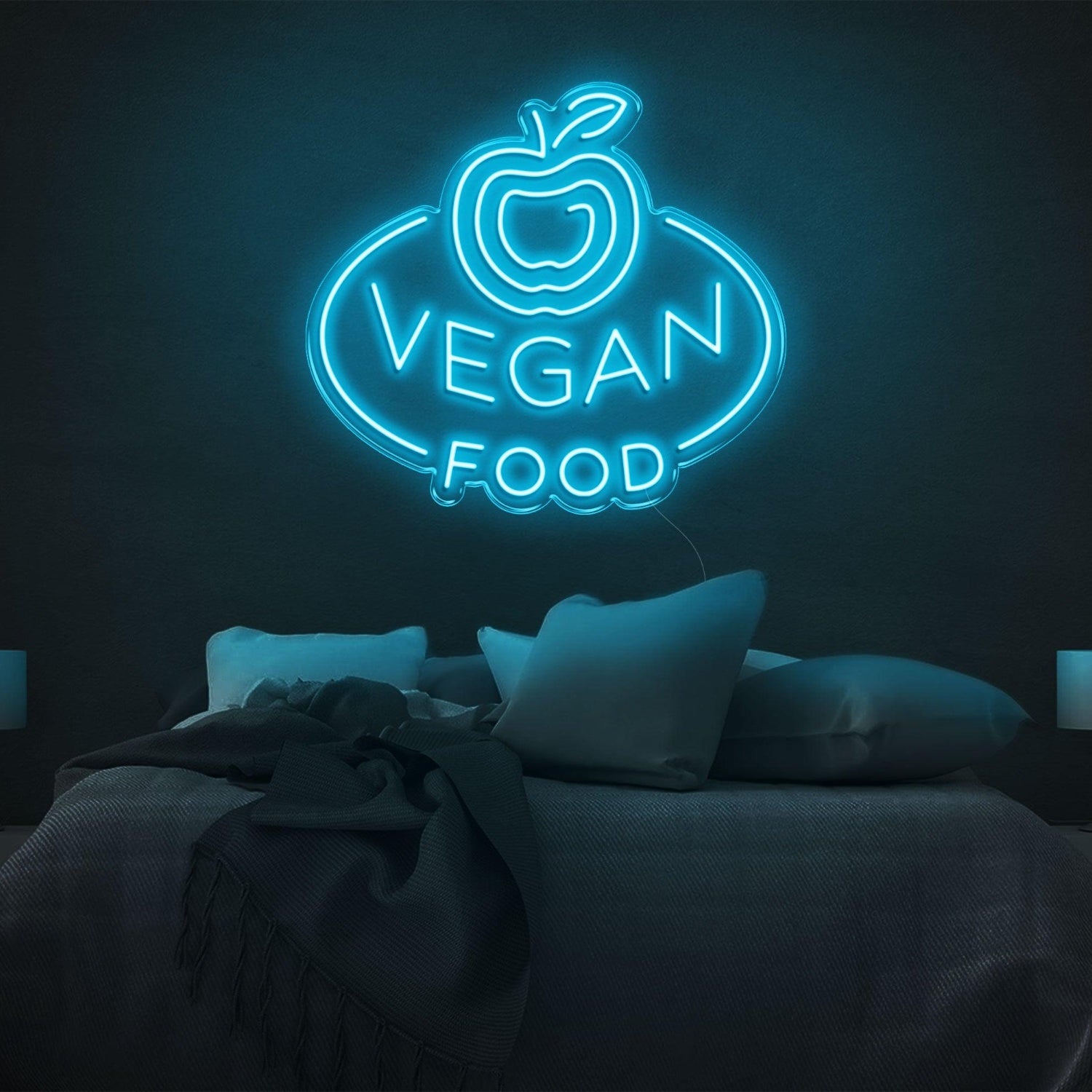 Blue Vegan Apple Led Neon Sign For Bedroom Decor | Shineneon
