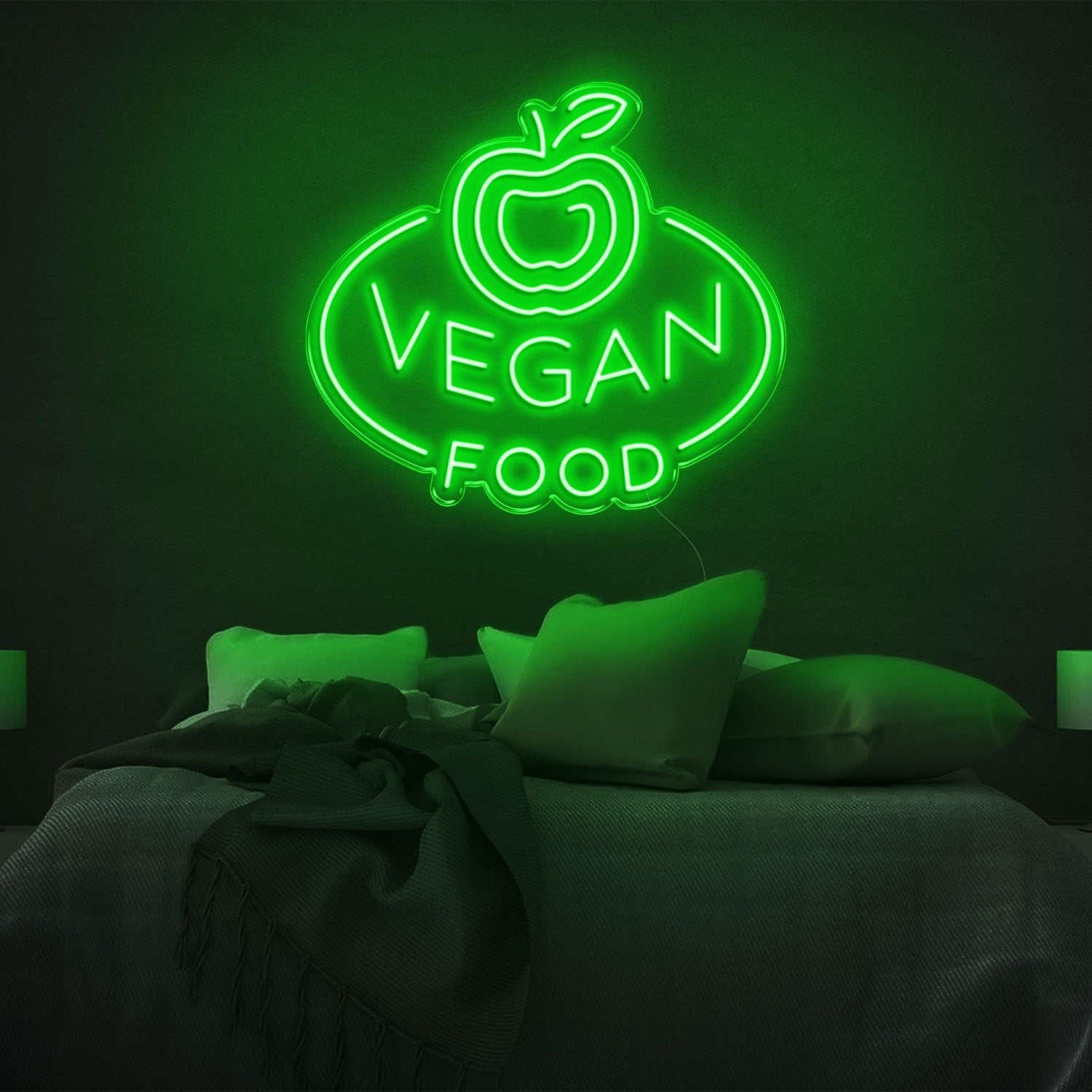 Blue Vegan Apple Led Neon Sign For Bedroom Decor | Shineneon