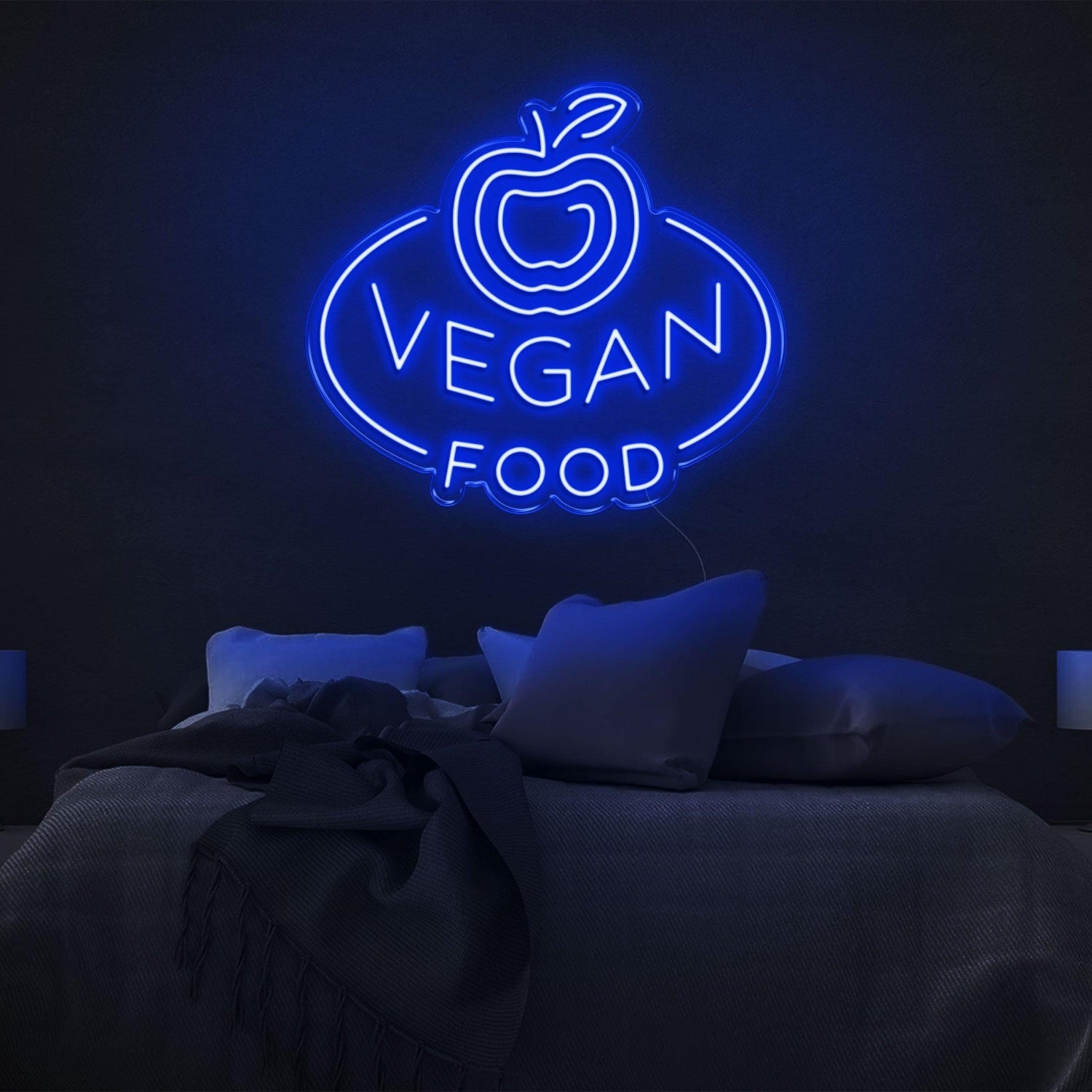 Blue Vegan Apple Led Neon Sign For Bedroom Decor | Shineneon