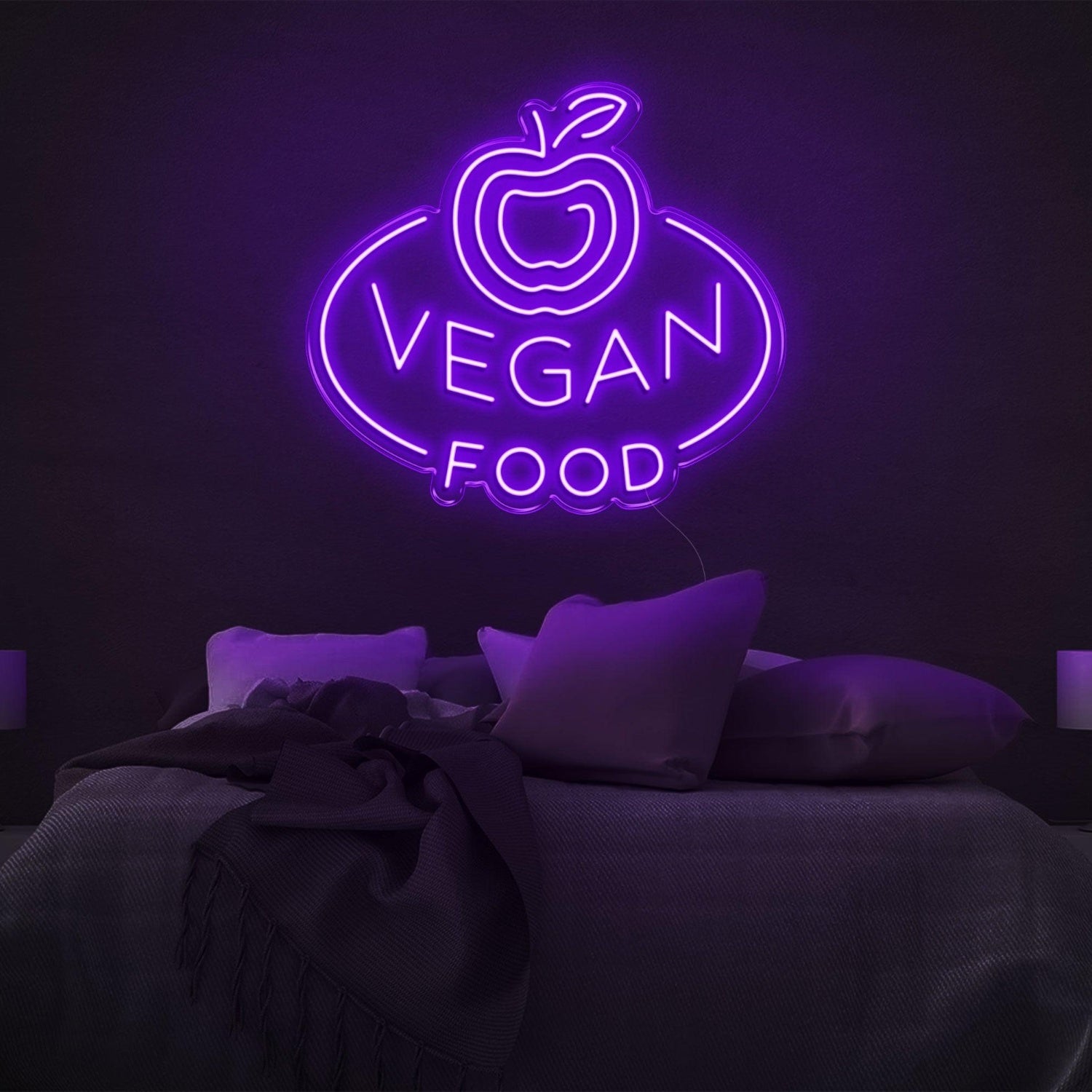Blue Vegan Apple Led Neon Sign For Bedroom Decor | Shineneon