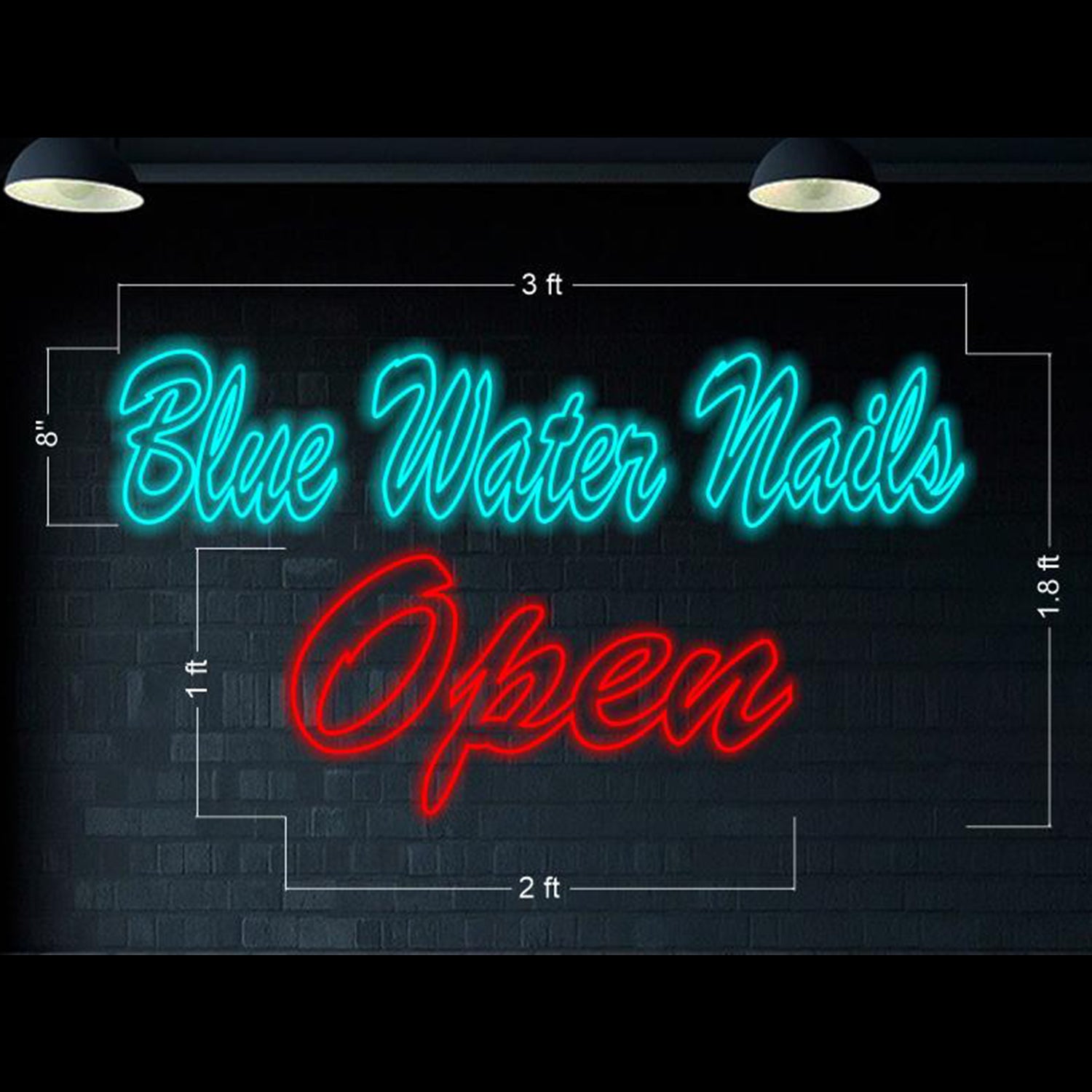 Blue Water Nails Open Cyan Red Led Neon Sign For Nail Salon Storefront | Shineneon