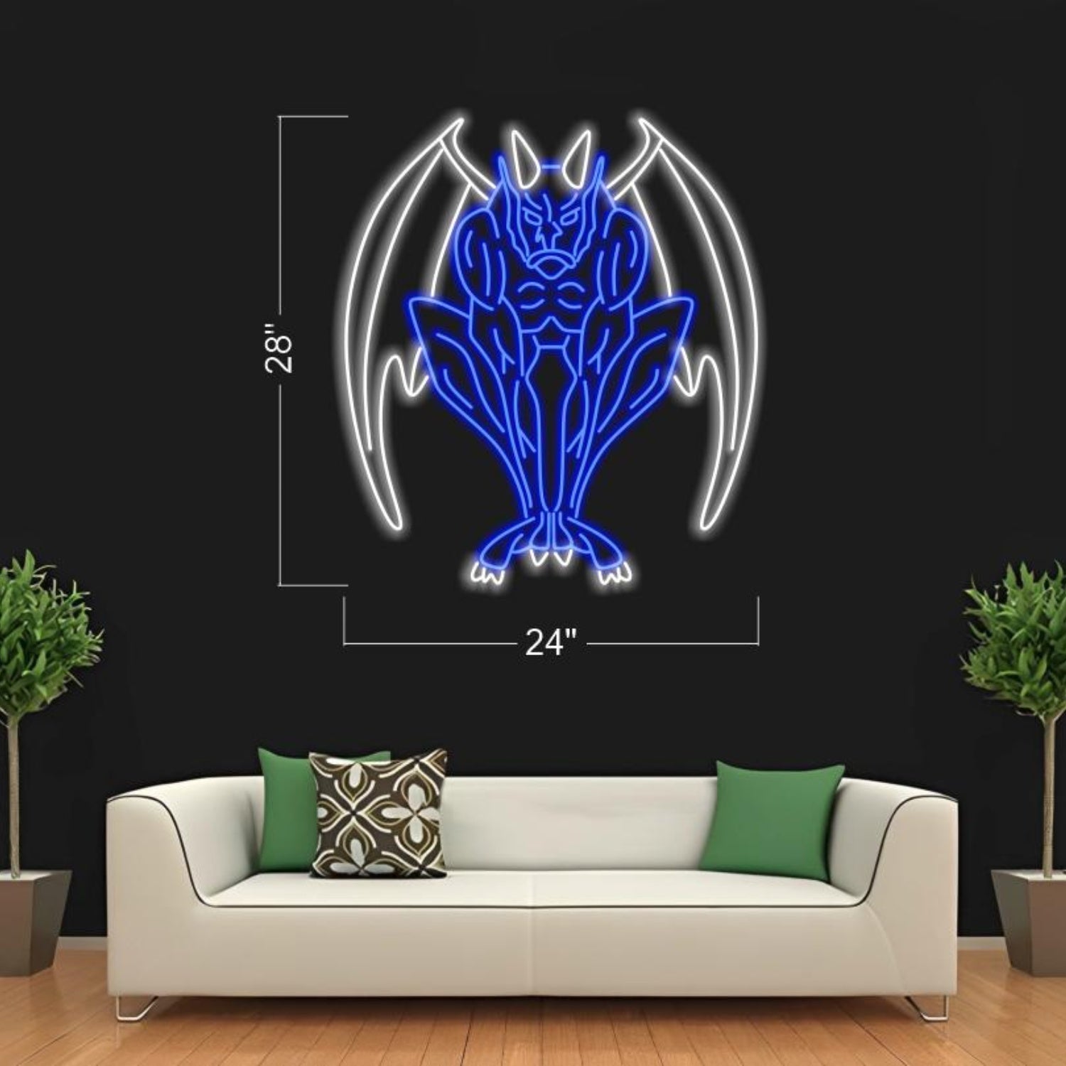 Blue White Devil Bat Led Neon Sign For Gothic Indoor Decor | Shineneon