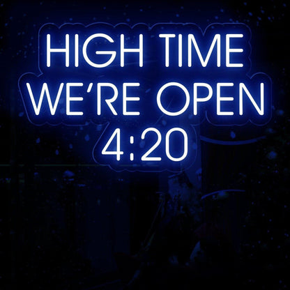 Blue-White High Time 420 Led Neon Sign For Dispensary Storefront | Shineneon