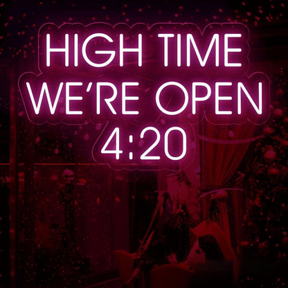 Blue-White High Time 420 Led Neon Sign For Dispensary Storefront | Shineneon