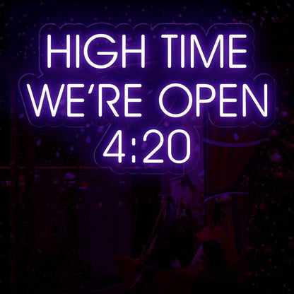 Blue-White High Time 420 Led Neon Sign For Dispensary Storefront | Shineneon