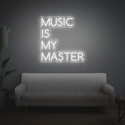 Blue-White Music Is My Master Led Neon Sign For Home Studio Decor | Shineneon