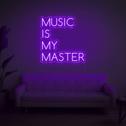 Blue-White Music Is My Master Led Neon Sign For Home Studio Decor | Shineneon