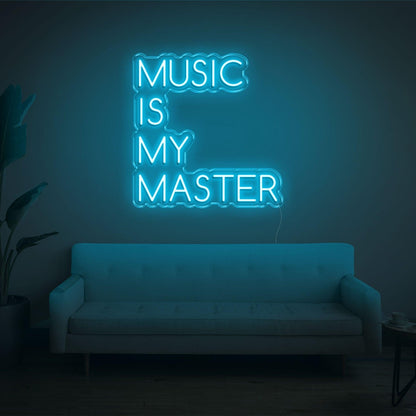 Blue-White Music Is My Master Led Neon Sign For Home Studio Decor | Shineneon