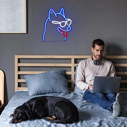 Blue-White-Red Cartoon Dog Led Neon Sign For Bar Cafe Home Decor | Shineneon