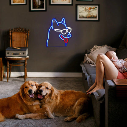 Blue-White-Red Cartoon Dog Led Neon Sign For Bar Cafe Home Decor | Shineneon