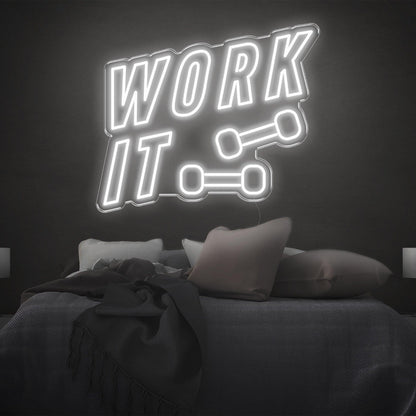 Blue Work It Dumbbell Led Neon Sign For Bedroom Gym Wall Art | Shineneon
