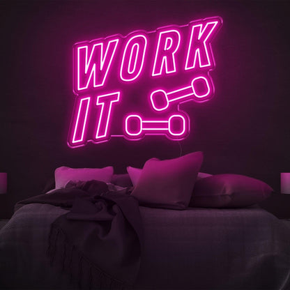 Blue Work It Dumbbell Led Neon Sign For Bedroom Gym Wall Art | Shineneon