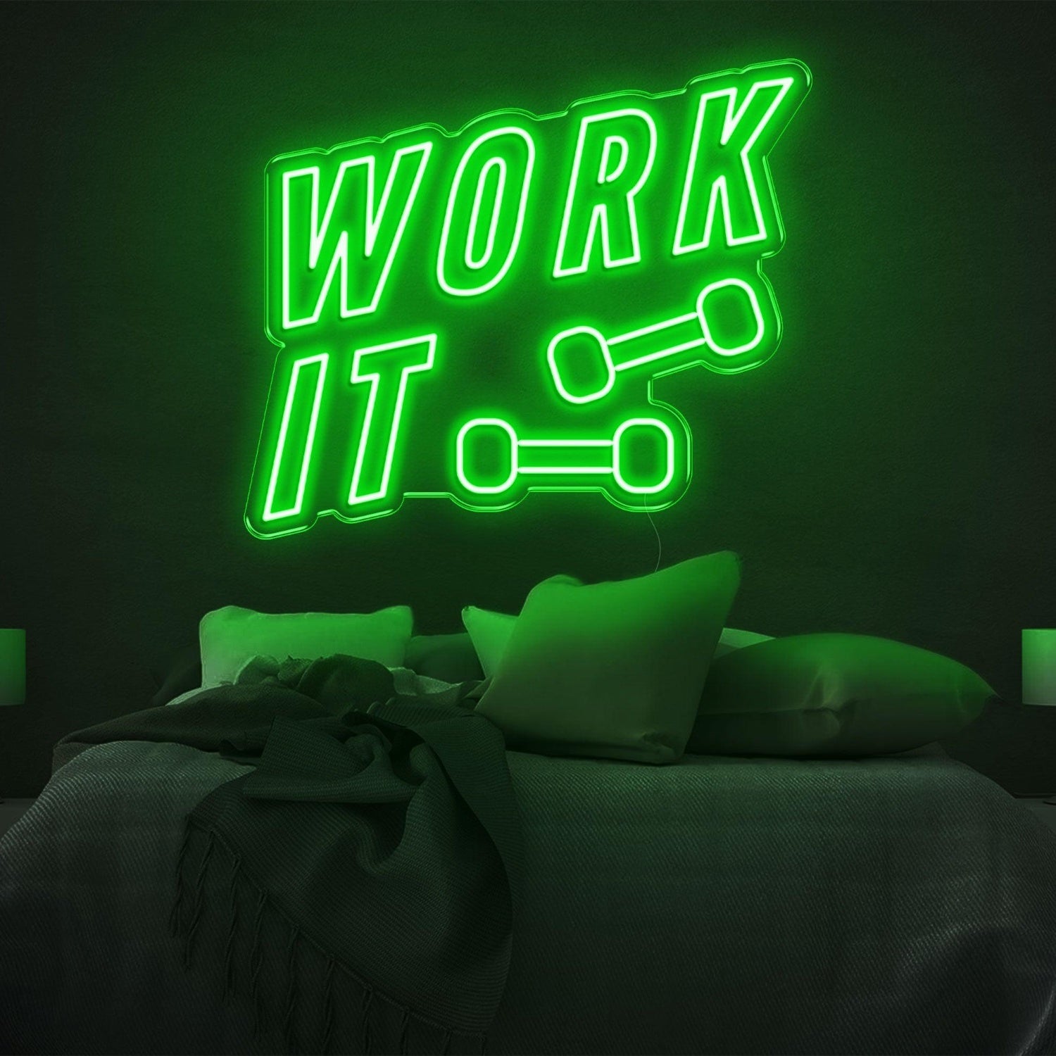 Blue Work It Dumbbell Led Neon Sign For Bedroom Gym Wall Art | Shineneon