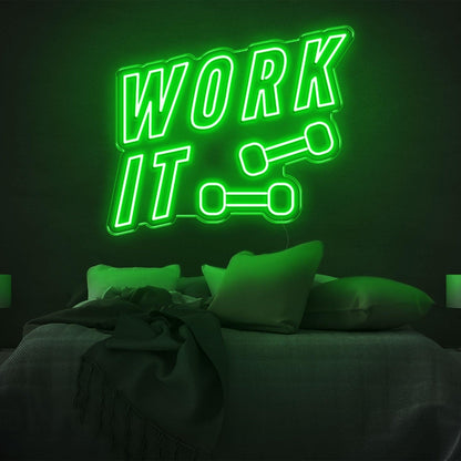 Blue Work It Dumbbell Led Neon Sign For Bedroom Gym Wall Art | Shineneon