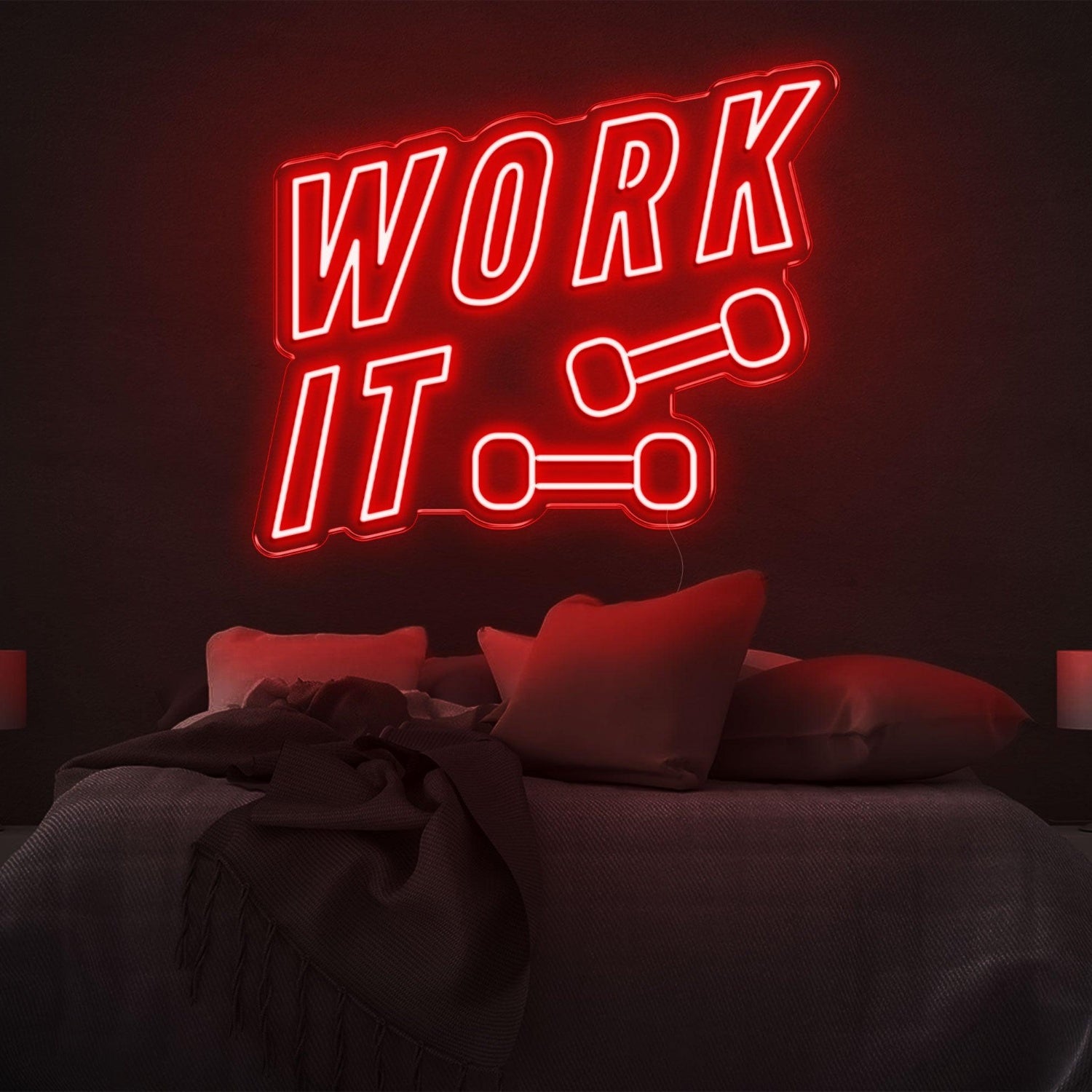 Blue Work It Dumbbell Led Neon Sign For Bedroom Gym Wall Art | Shineneon