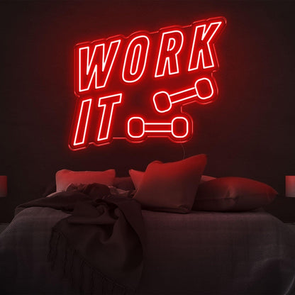 Blue Work It Dumbbell Led Neon Sign For Bedroom Gym Wall Art | Shineneon