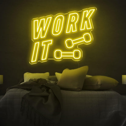 Blue Work It Dumbbell Led Neon Sign For Bedroom Gym Wall Art | Shineneon