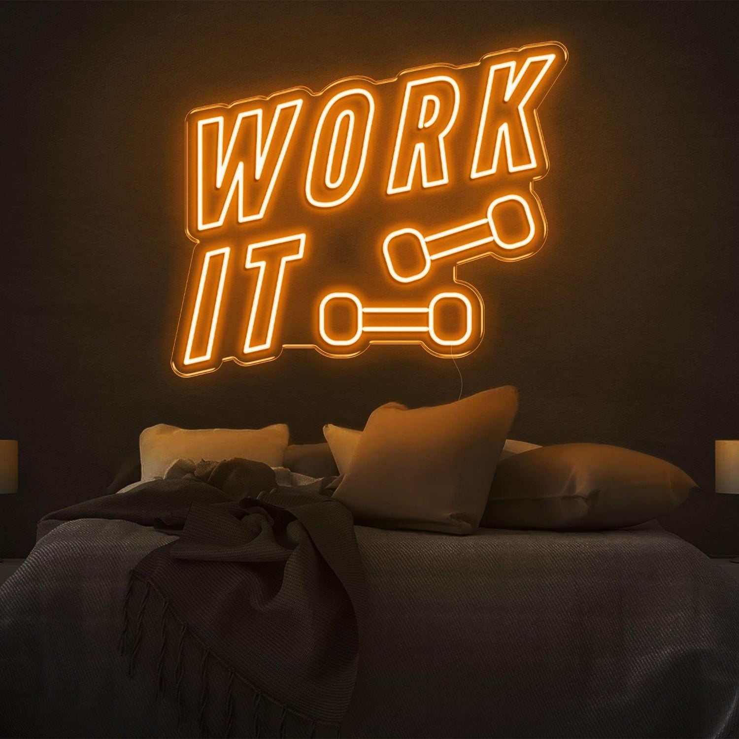 Blue Work It Dumbbell Led Neon Sign For Bedroom Gym Wall Art | Shineneon