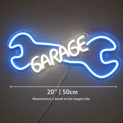 Blue Wrench Garage Neon Sign LED Neon Sign size image