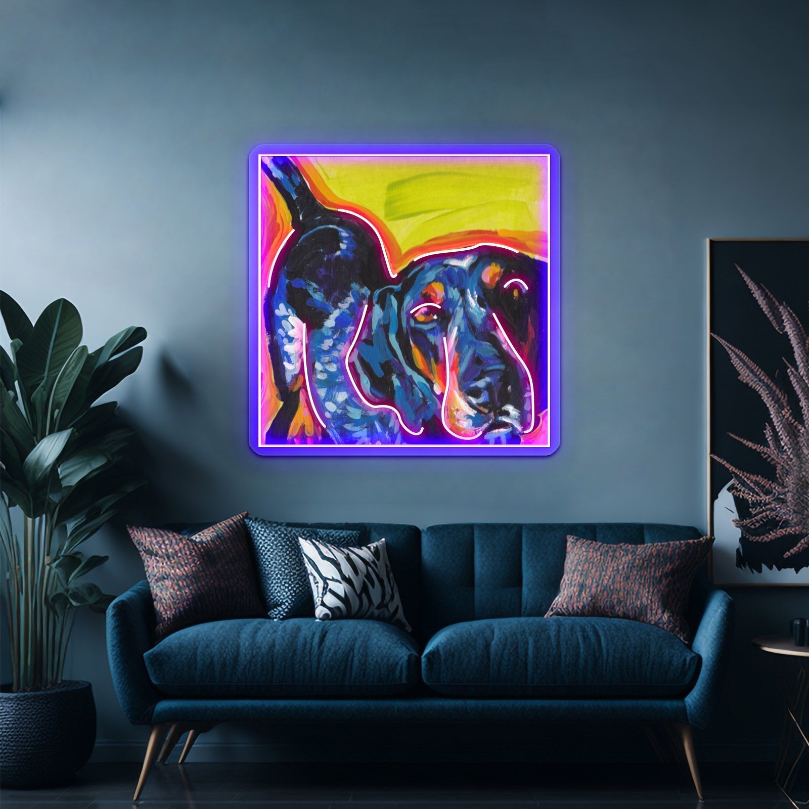 Bluetick Coonhound Dog Bright Colorful Pop Dog Artwork Led Neon Sign - Shineneon
