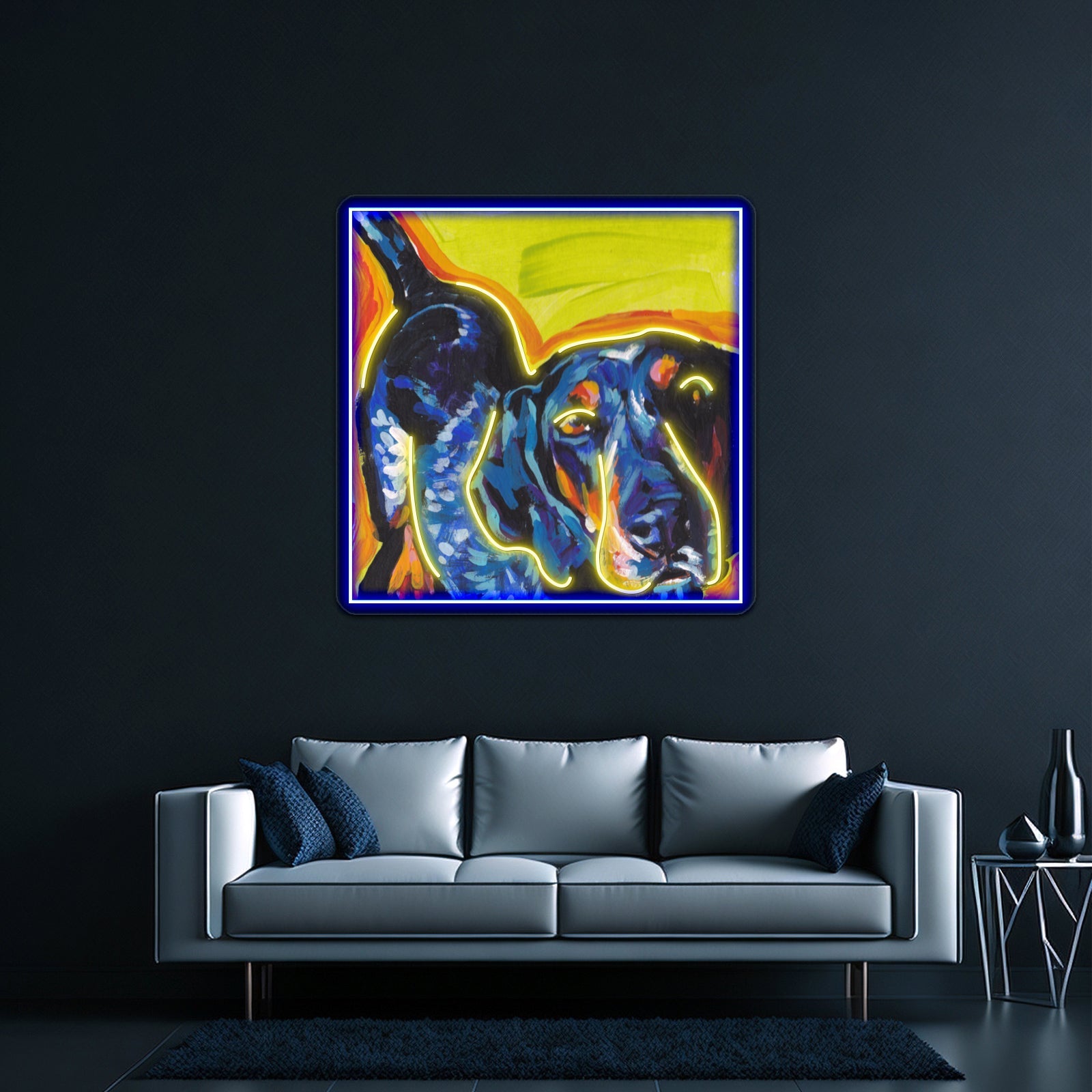 Bluetick Coonhound Dog Bright Colorful Pop Dog Artwork Led Neon Sign - Shineneon