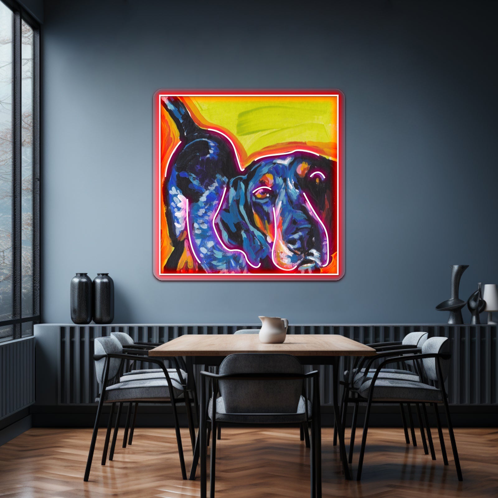 Bluetick Coonhound Dog Bright Colorful Pop Dog Artwork Led Neon Sign - Shineneon