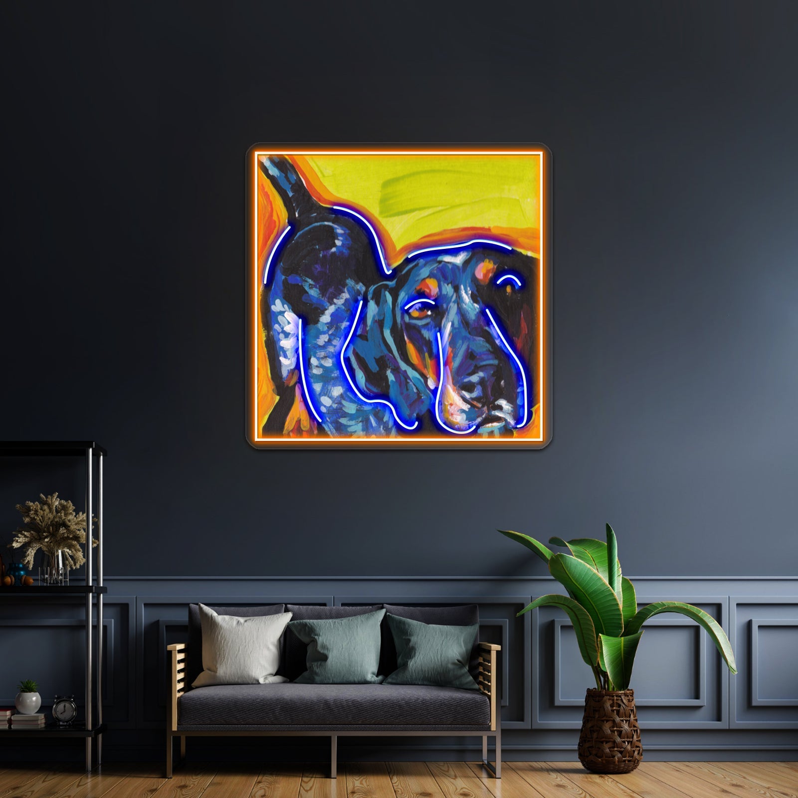 Bluetick Coonhound Dog Bright Colorful Pop Dog Artwork Led Neon Sign - Shineneon